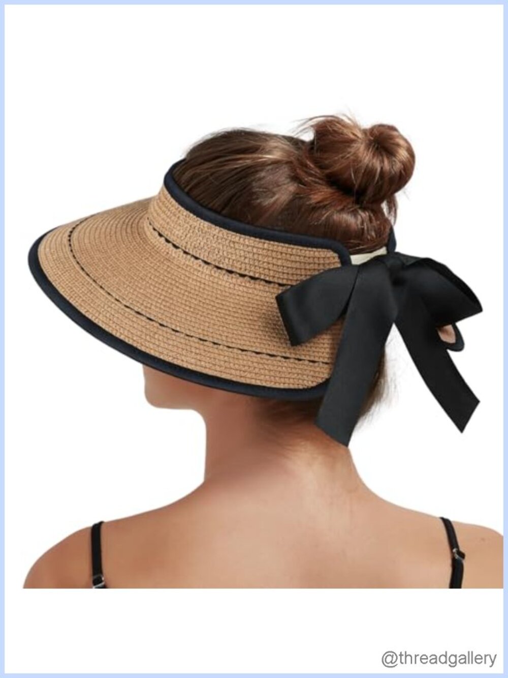 Straw Sun Visor Wide Brim UPF 50+ Packable Ponytail Beach Hat